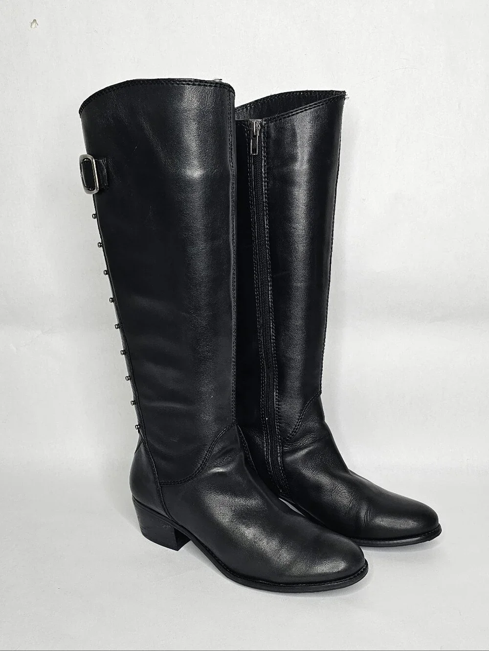 Arturo Chiang Studded leather Black Heel Boots 8